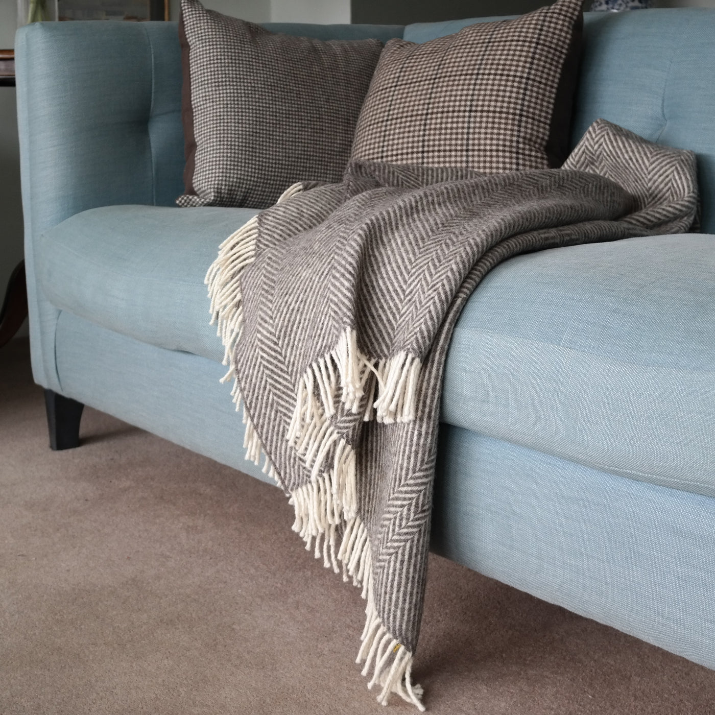 The Feather Chevron Shetland wool throw