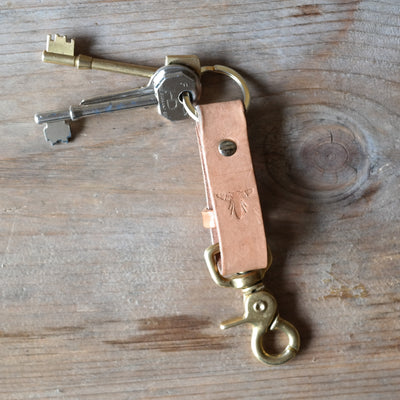 British leather & brass key ring