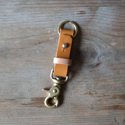 British leather & brass key ring